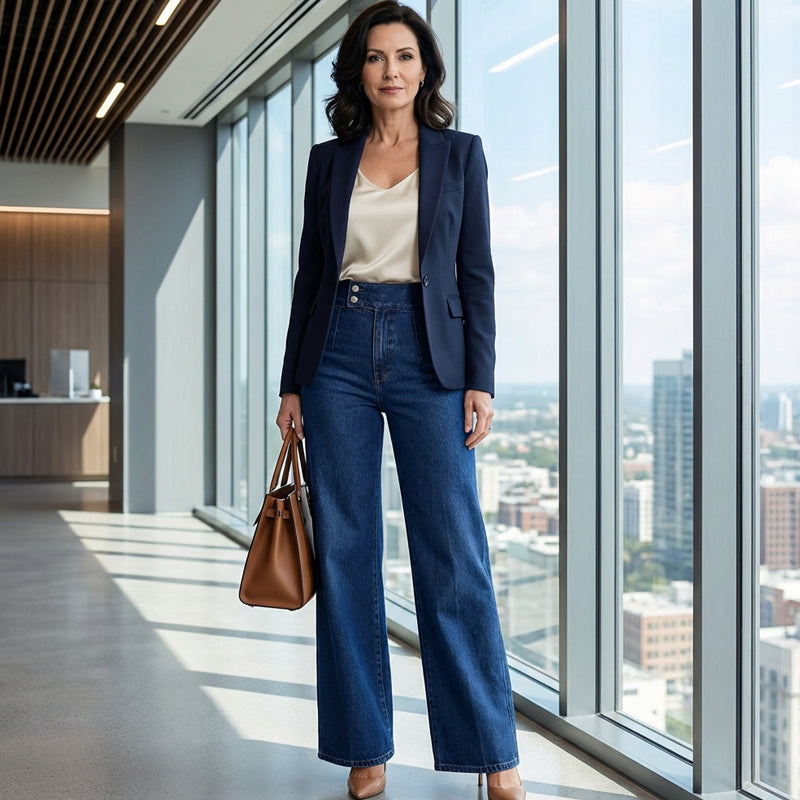 NATALIA | Szerokie jeansy z wysokim stanem