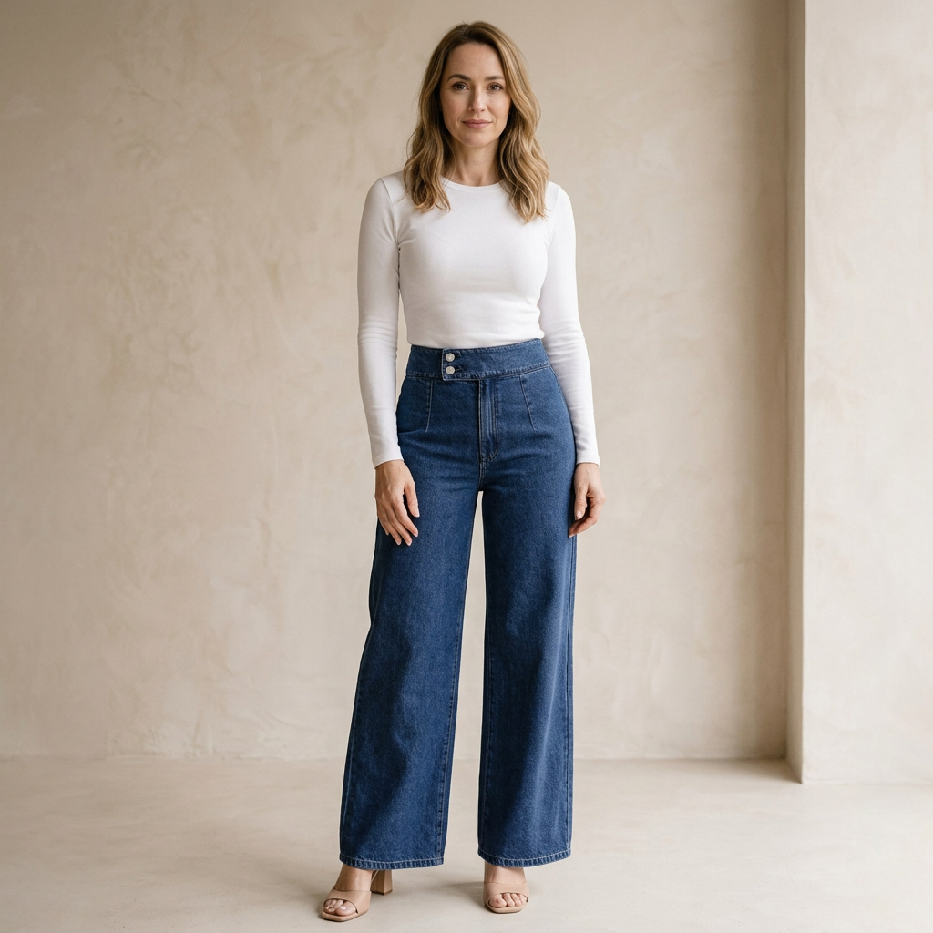 NATALIA | Szerokie jeansy z wysokim stanem