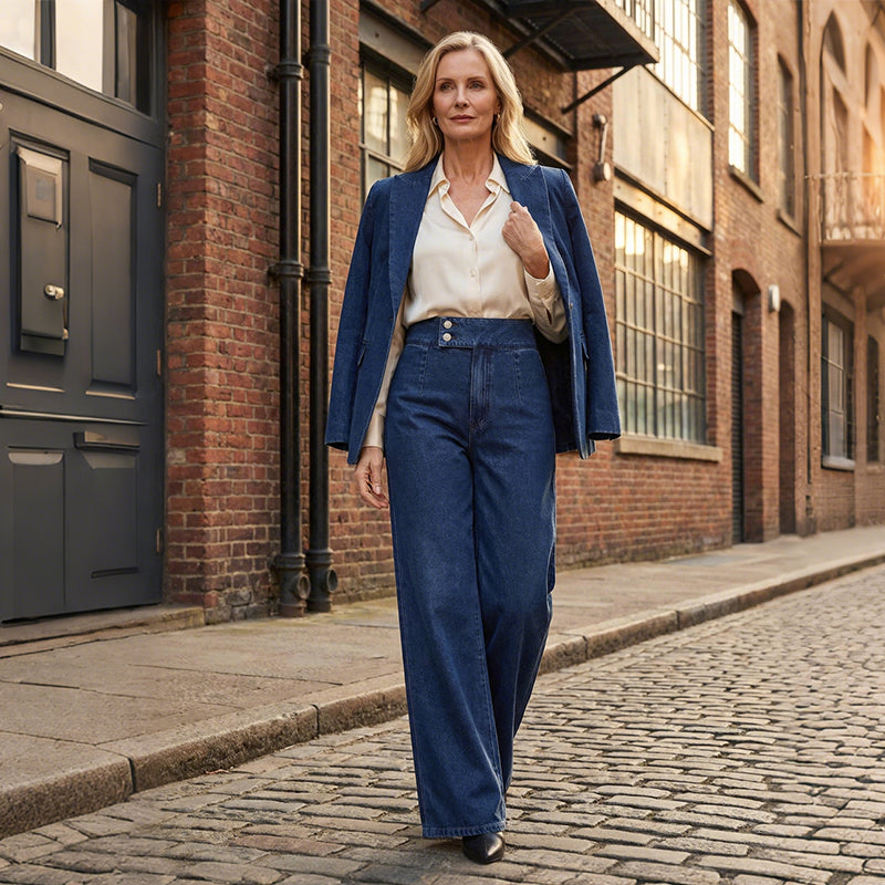 NATALIA | Szerokie jeansy z wysokim stanem